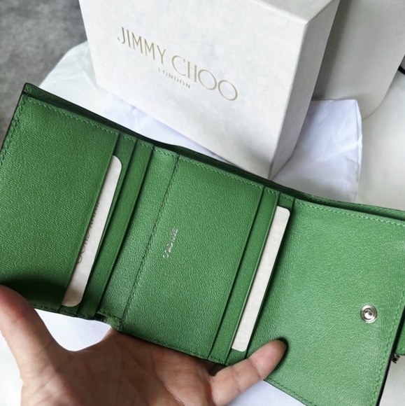 Jimmy Choo Bright Green Wallet with Crystal Buckle FULL INCLUSION - Picture 3 of 9